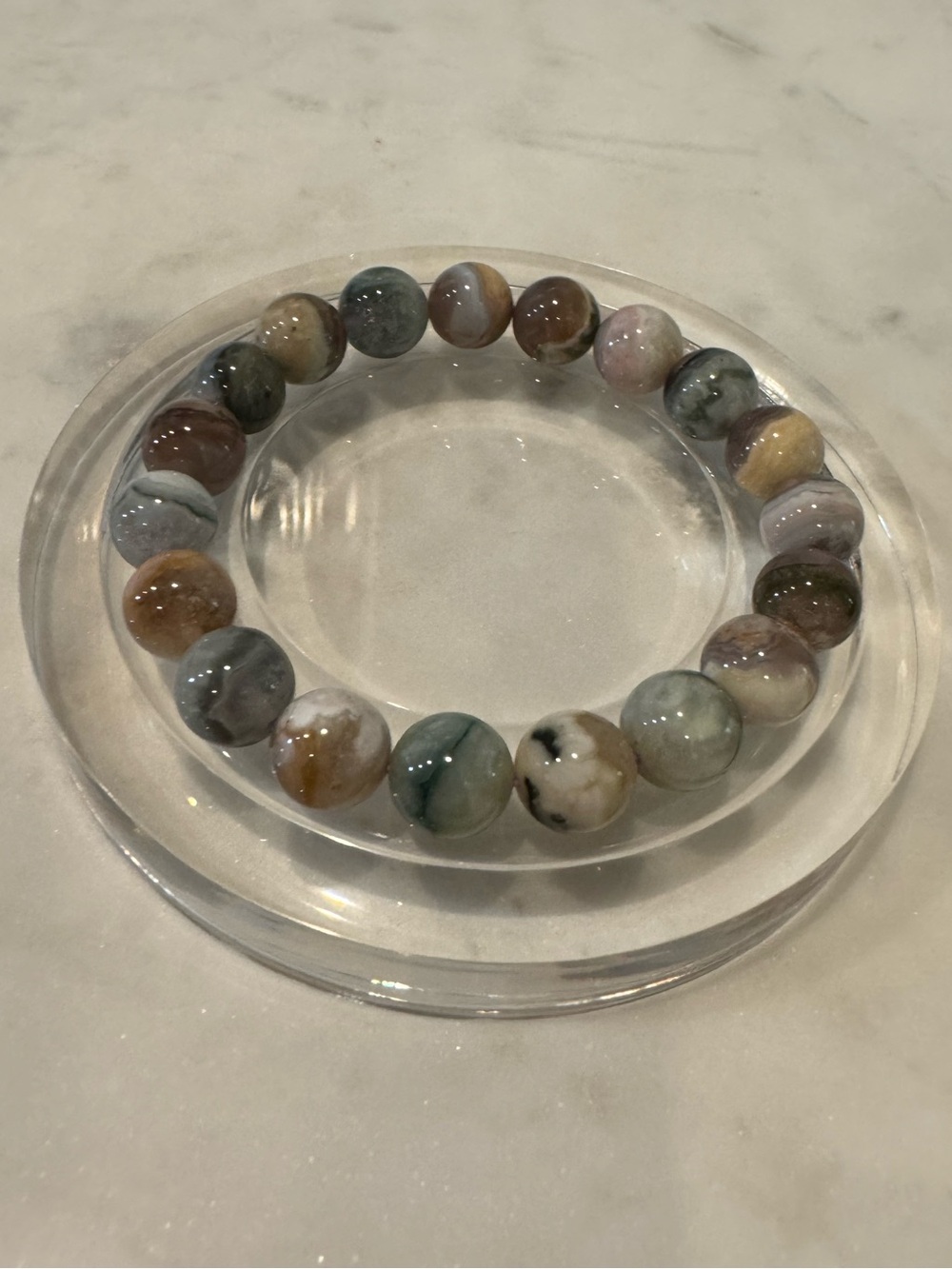 Landscape Agate (Agate & Chalcedony in the Matrix) Beaded Stretchy Bracelet
